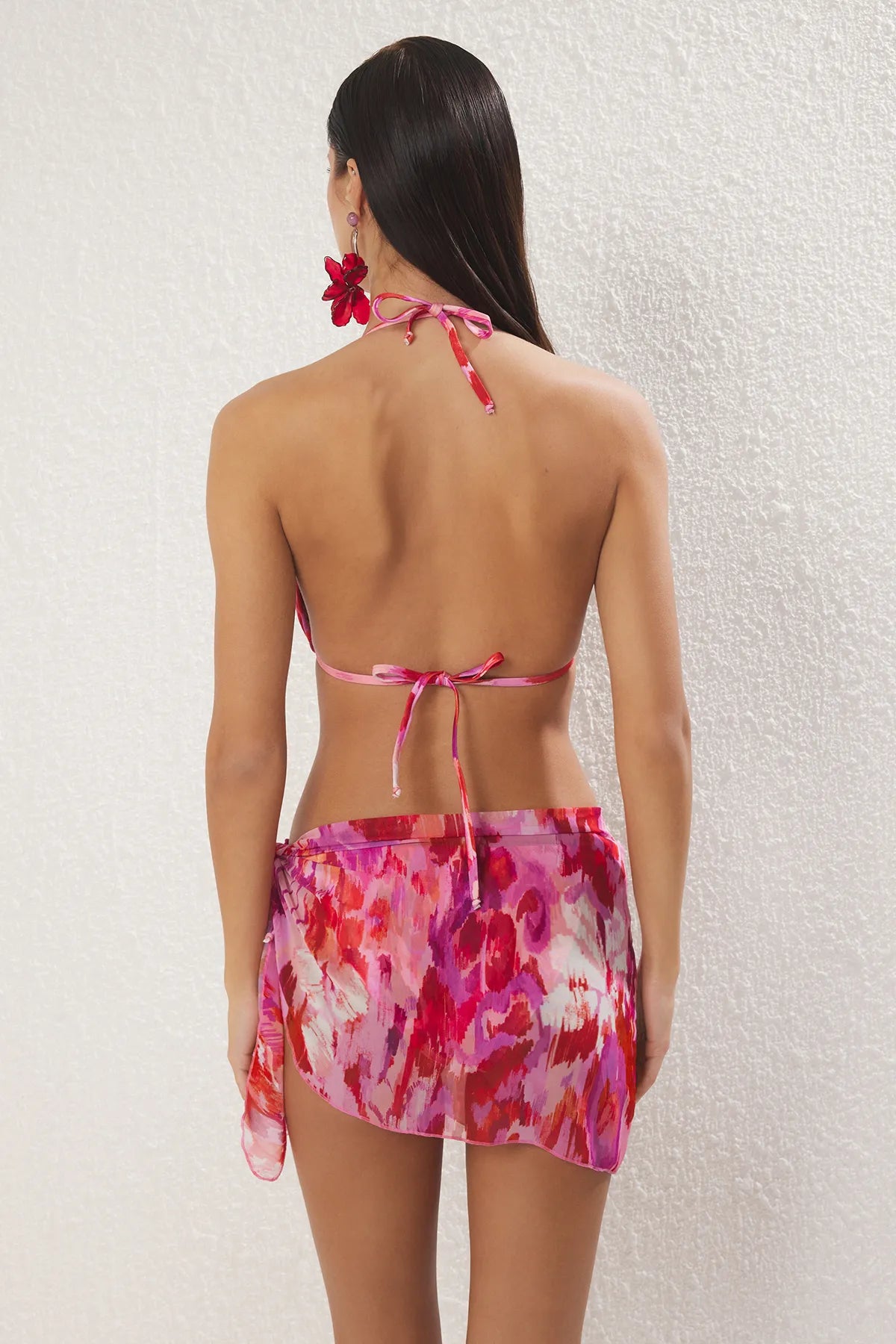 Abstract Patterned 3-Piece Set Bikini Set& Pareo