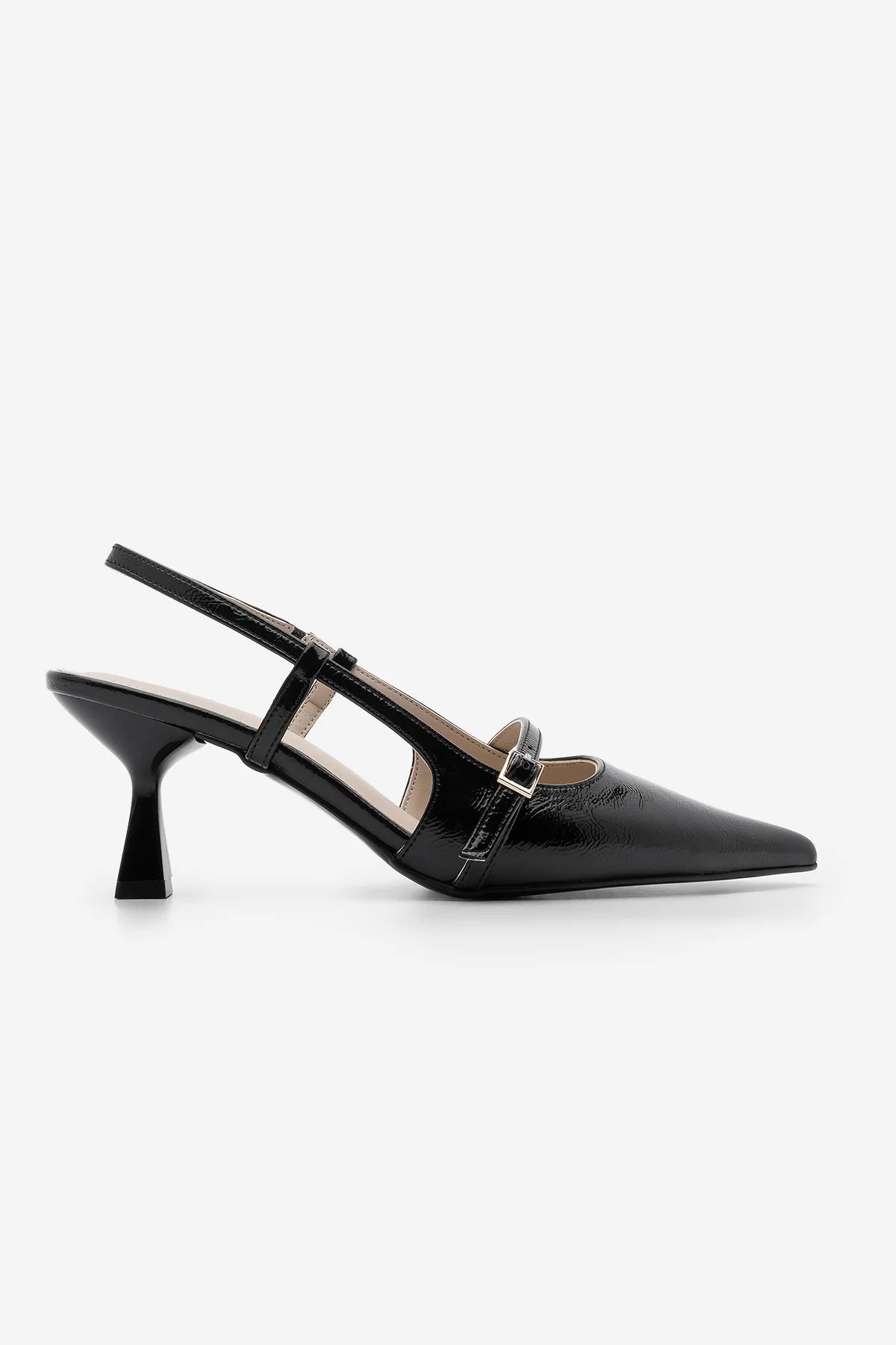 Women's Stiletto Strappy Heeled Shoes Fenka - Black Patent Leather