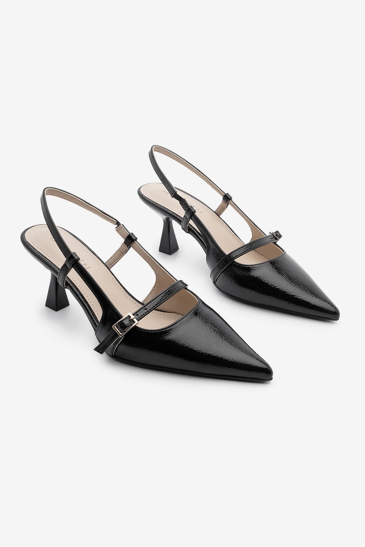 Women's Stiletto Strappy Heeled Shoes Fenka - Black Patent Leather