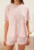 Pink Heart Jersey Knitted Pajama Set