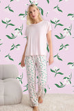 Pink Floral Knitted Pajama Set