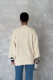 6- كارديجان شتوي صوف تريكو اوفر سايز وجيوب ملونة - Oversize Beige Knitted Cardigan Button Detailed Pockets Color