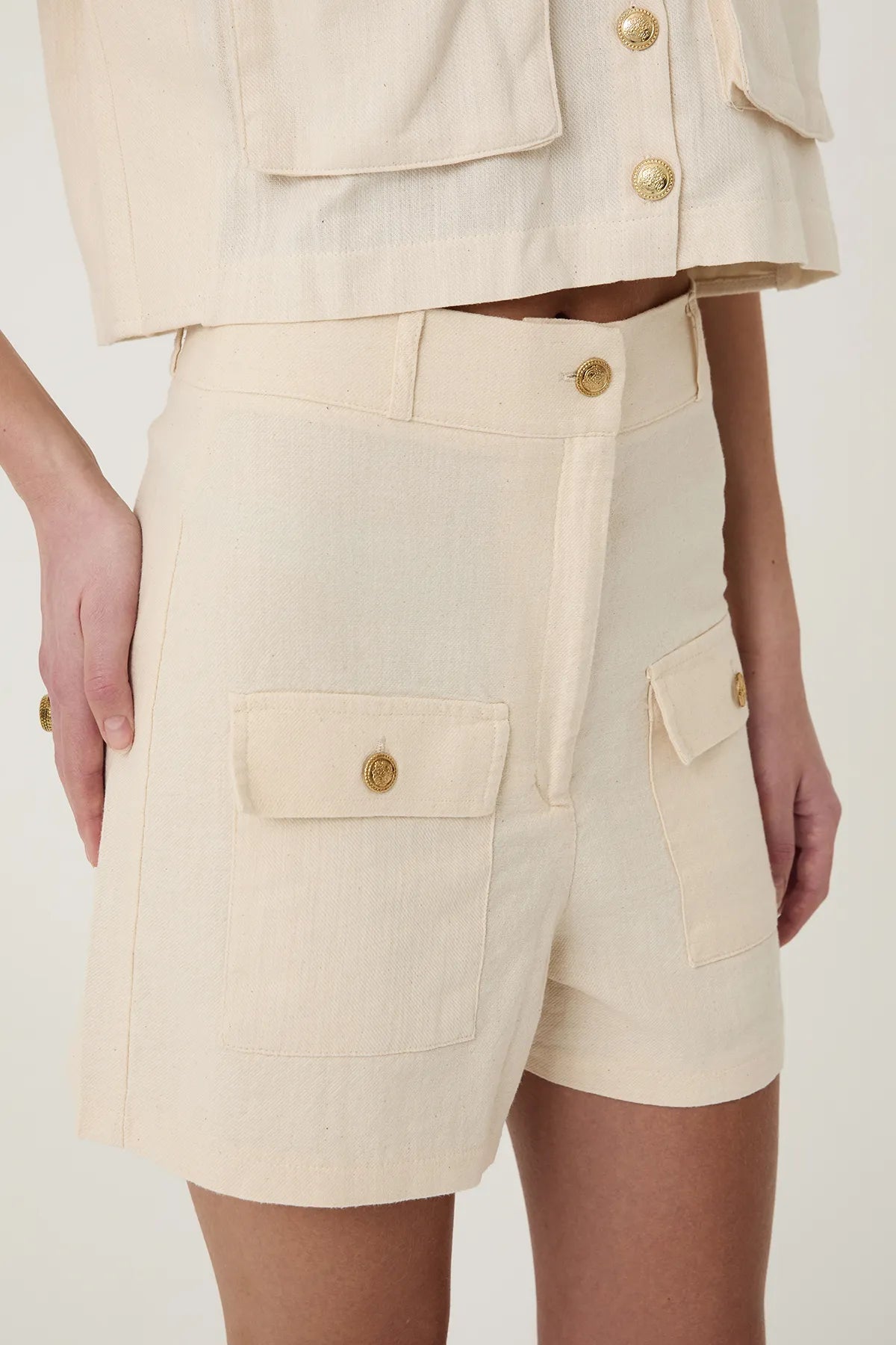 2 Pocket Mini Shorts Naturel - Lebbse