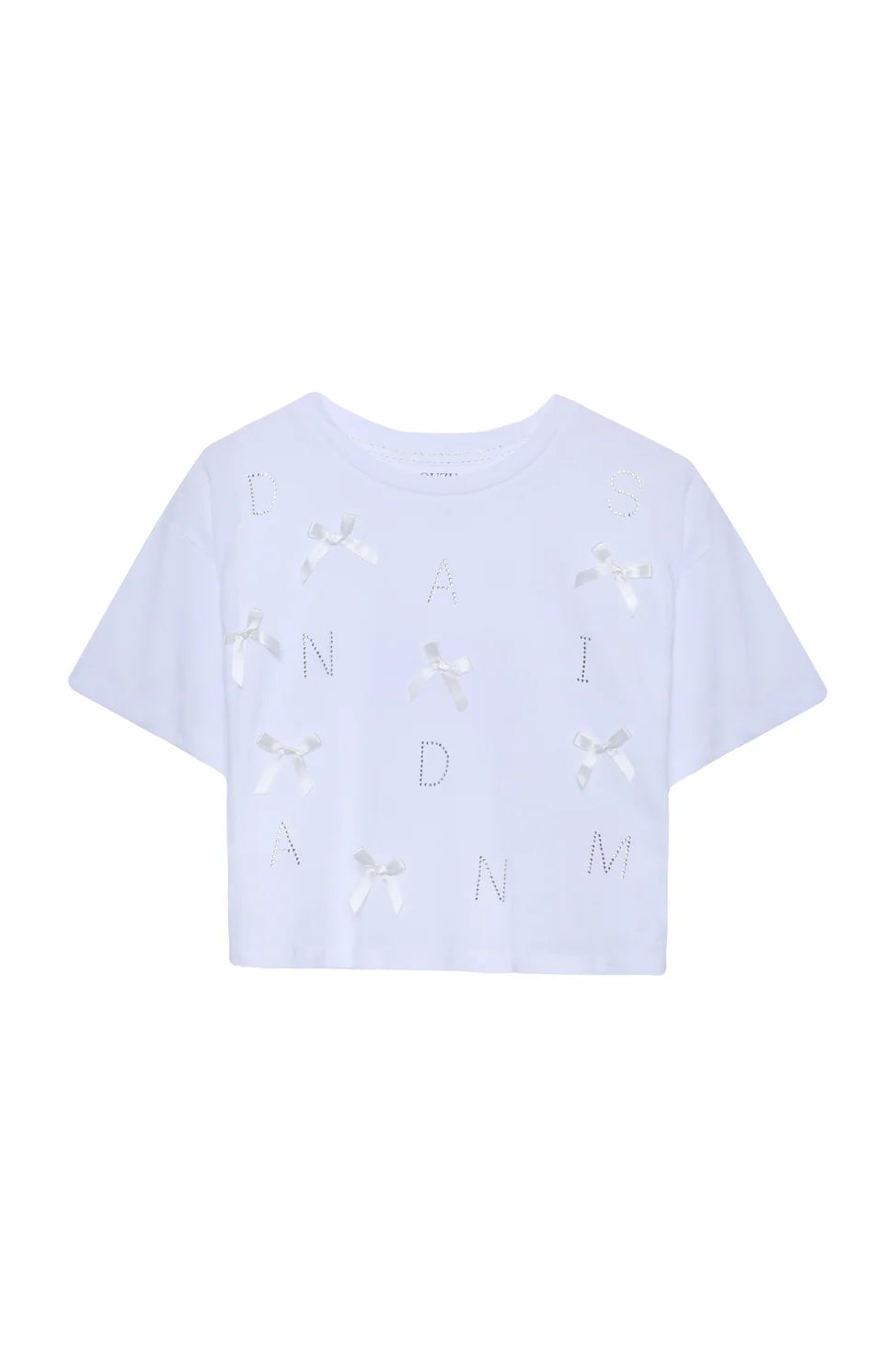 Crop T-Shirt with Bow Detail White