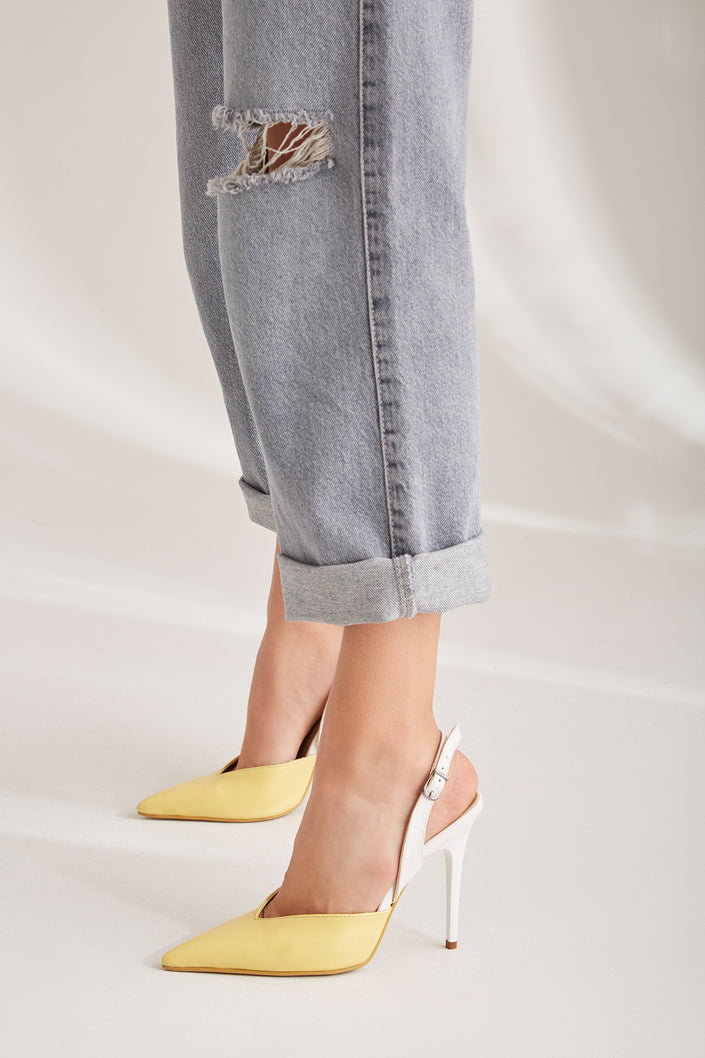 Henley Stiletto Heel  Yellow White Stiletto