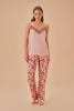 Rose Patterned Garnet Trouser Set