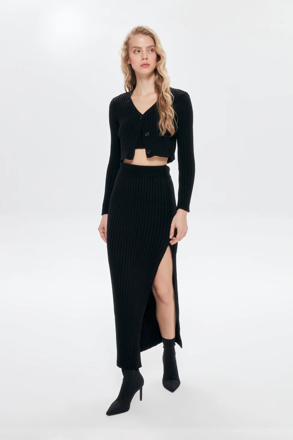 3 Piece Knitwear Set Black - Lebbse