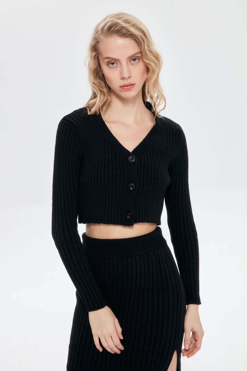 3 Piece Knitwear Set Black - Lebbse