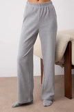Gray Melange Cardigan Ribbed Knitted Pajama Set