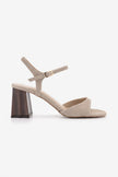 SIRENA Beige Suede Wooden Heel Detail Women’s Sandals