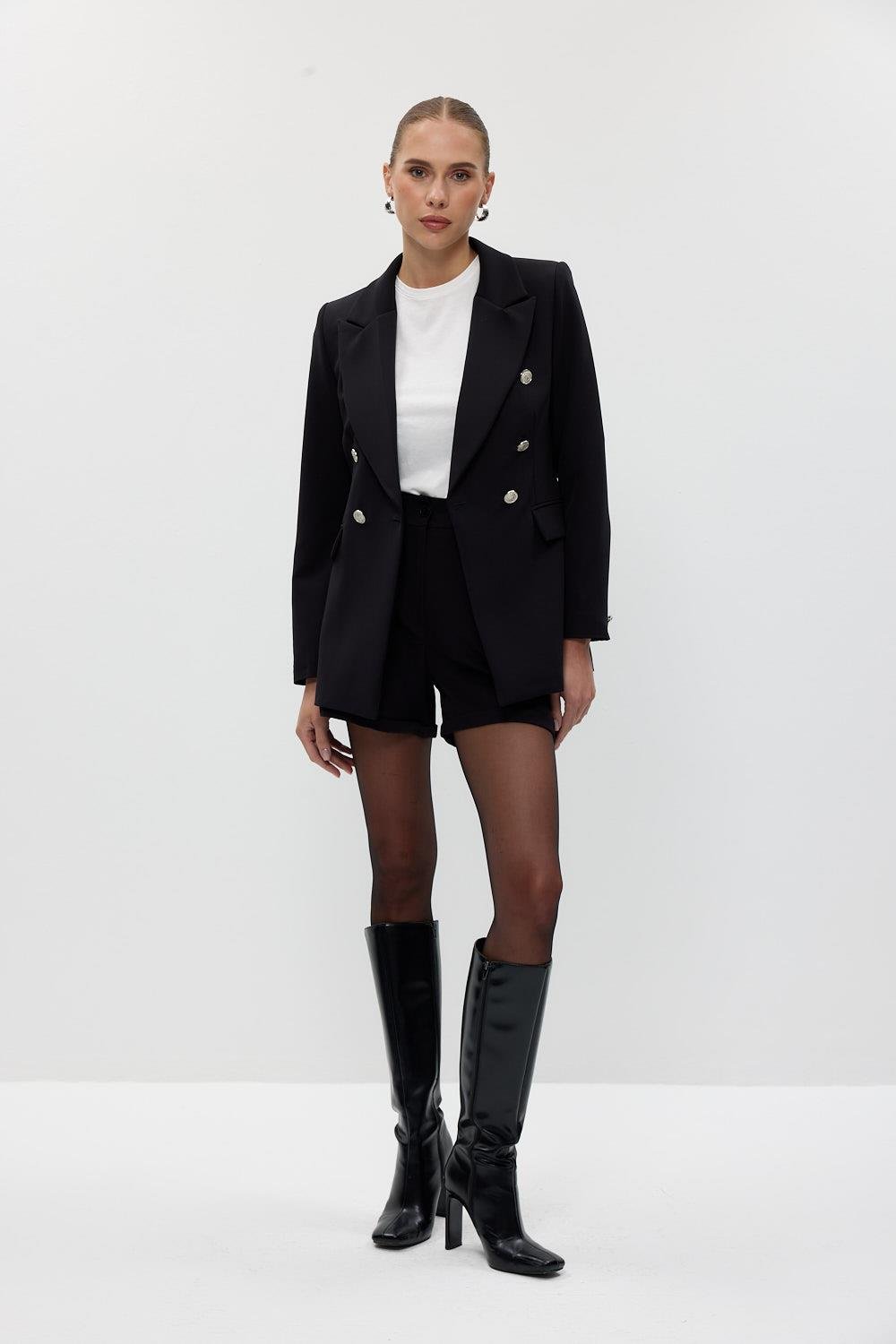 Double Breasted Blazer Black Women's Jacket