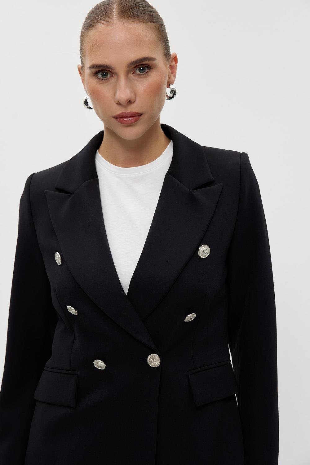 Double Breasted Blazer Black Women's Jacket