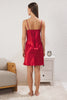 Burgundy Ribbon/Bow Detailed Rope Strap Satin Woven Nightgown