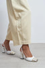 SOLEA White Matte Slingback Heels with Gold Toe Detail