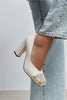 EMILY PEARL & GOLD CAP-TOE BLOCK HEEL WOMEN’S SHOES