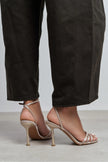 AVA Sand Beige Satin Cross-Detail Ankle Strap Women's Heels