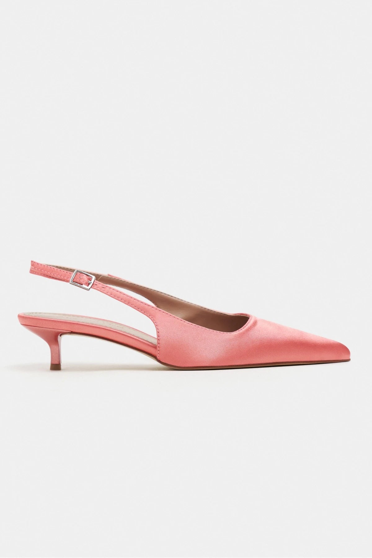ROVIA Salmon Satin Pointed-Toe Thin Heel Women's Shoes