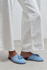 NELLA BABY BLUE GENUINE SUEDE LEATHER TASSEL DETAIL WOMEN’S FLAT SLIPPERS