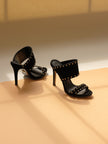 Lindsey Trok Detailed  Black Suede Slippers