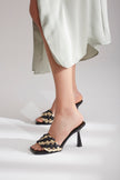 Aksum Knit Detail  Black Gold Slippers