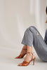 Dorito Transparent Cross Strap  Tan Heel Shoes - PRE ORDER