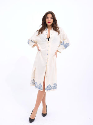 فستان أزرق كريمي - كيمونو