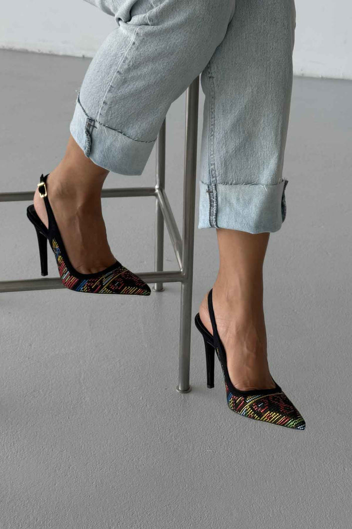 Echo  Black Color Patterned Stiletto - PRE ORDER