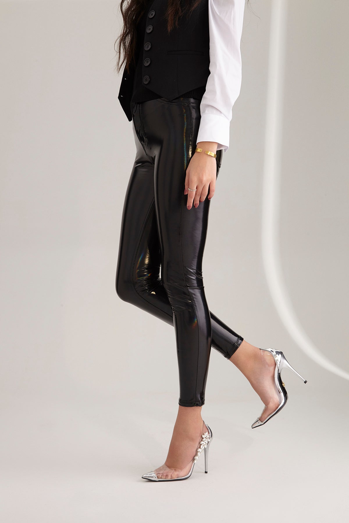 Cenzio Transparent Detail Silver Stiletto
