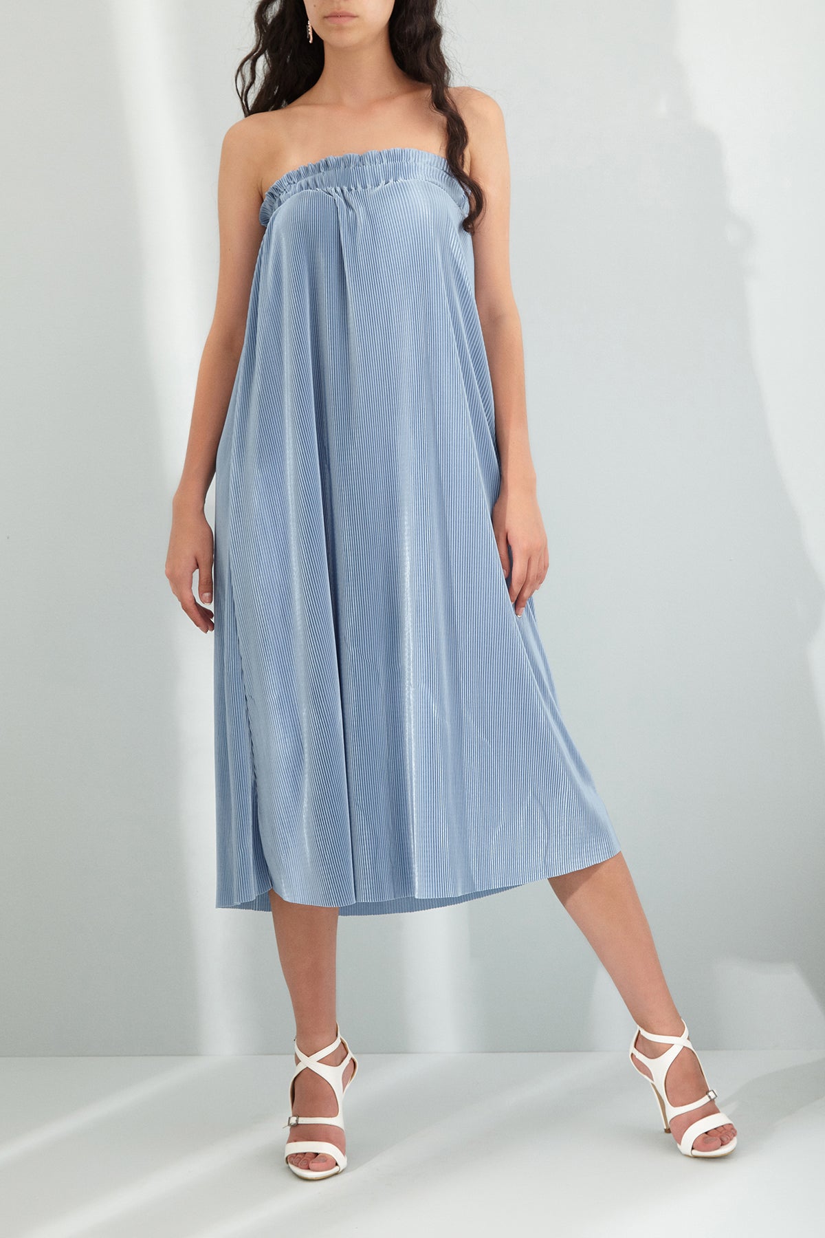 Naola Buckle Detail  White Matte Heel Shoes
