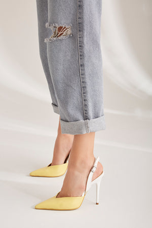 Henley Yellow White Stiletto -pre order