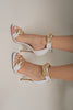 Valent Accessory Detailed Thin Heel 10cm White Matte Heel Shoes - PRE ORDER
