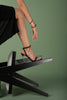 Feyre Chain Accessory Detailed Black Matte Satin Heeled Shoes