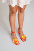 Bloom Flower Detailed  Orange Satin Heeled Shoes - PRE ORDER