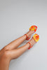 Bloom Flower Detailed  Orange Satin Heeled Shoes - PRE ORDER