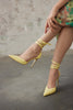 Suzy Ankle Strap  Yellow Patent Leather Stiletto - PRE ORDER
