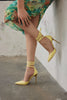 Suzy Ankle Strap  Yellow Patent Leather Stiletto - PRE ORDER