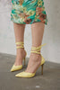 Suzy Ankle Strap  Yellow Patent Leather Stiletto - PRE ORDER