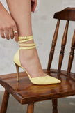 Suzy Ankle Strap  Yellow Patent Leather Stiletto - PRE ORDER
