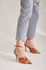 Dorito Transparent Cross Strap  Tan Heel Shoes - PRE ORDER