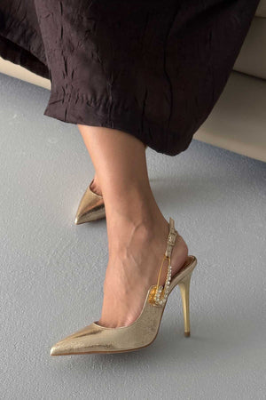 Brooch Accessory Detailed  Gold Stiletto