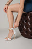 Valent Accessory Detailed Thin Heel 10cm White Matte Heel Shoes - PRE ORDER