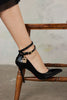 Zemes Buckle Detailed Black Patent Leather Stiletto -pre order