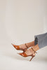Dorito Transparent Cross Strap  Tan Heel Shoes - PRE ORDER