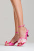 Bloom Flower Detailed  Fuchsia Satin Heeled Shoes - PRE ORDER