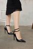Zemes Buckle Detailed Black Patent Leather Stiletto -pre order