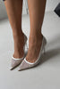 Romy Stone Detailed Mesh White Patent Leather Stiletto-PRE ORDER