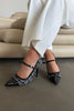 Bold Pearl Buckle Detail  Black White Patterned Stiletto -pre order