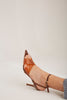 Dorito Transparent Cross Strap  Tan Heel Shoes - PRE ORDER