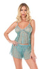 Aqua Satin Babydoll Shorts Set 9143