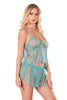 Aqua Satin Babydoll Shorts Set 9143